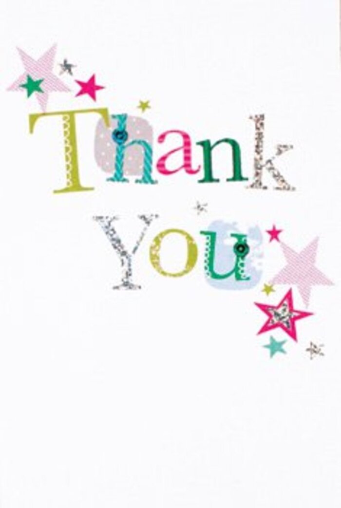 This thank you card arrives with a sophisticated yet exuberant presence, not unlike the charming mix of old and new found in Kentish Town. Each of the letters in 'Thank You' balances fun and elegance, boasting a variety of playful dots, whimsical curves, and sleek stitched accents in vibrant hues of green, pink, and tranquil blue. The card's artistry calls to mind the lively murals and street art that add bursts of energy to our local community. Sparkling stars-ranging from striped pink to turquoise and cool silver-cluster near the message, as if blessing it with extra celebration, much like the sense of togetherness felt during summer fairs at Talacre Gardens. The vast white backdrop gives each detail room to shine, allowing the card's bright colours and subtle glitter to evoke feelings of airy openness, warmth, and gratitude. Suitable for any recipient, this card would nestle beautifully beside a striking bouquet from Kentishtown Flowers, its uplifting design echoing the sincerely welcoming nature of our neighbourhood's residents and shopkeepers.